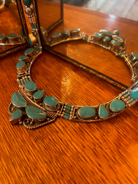 Tibetan Turquoise Necklace - Handmade & Silver Plated