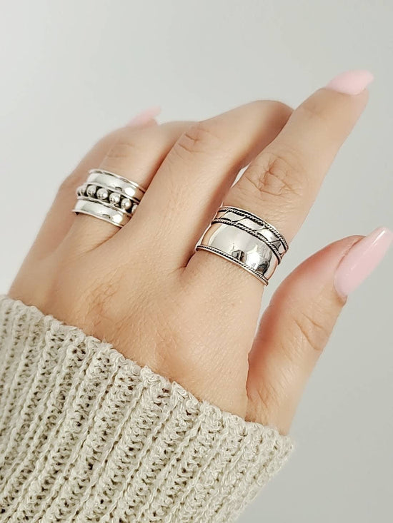 Sterling Silver Thin Air Wide Band (Size 11)