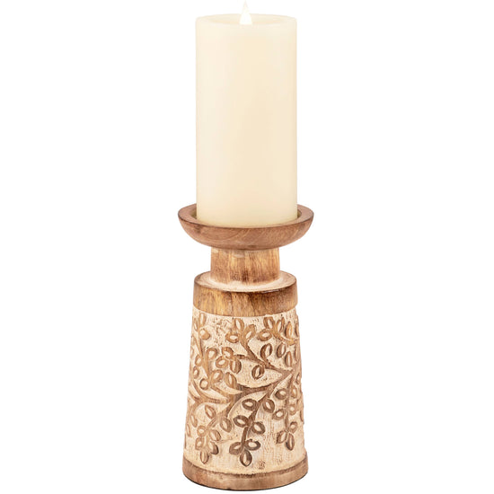 Wooden Candle Holder with Sculped Tree Branches