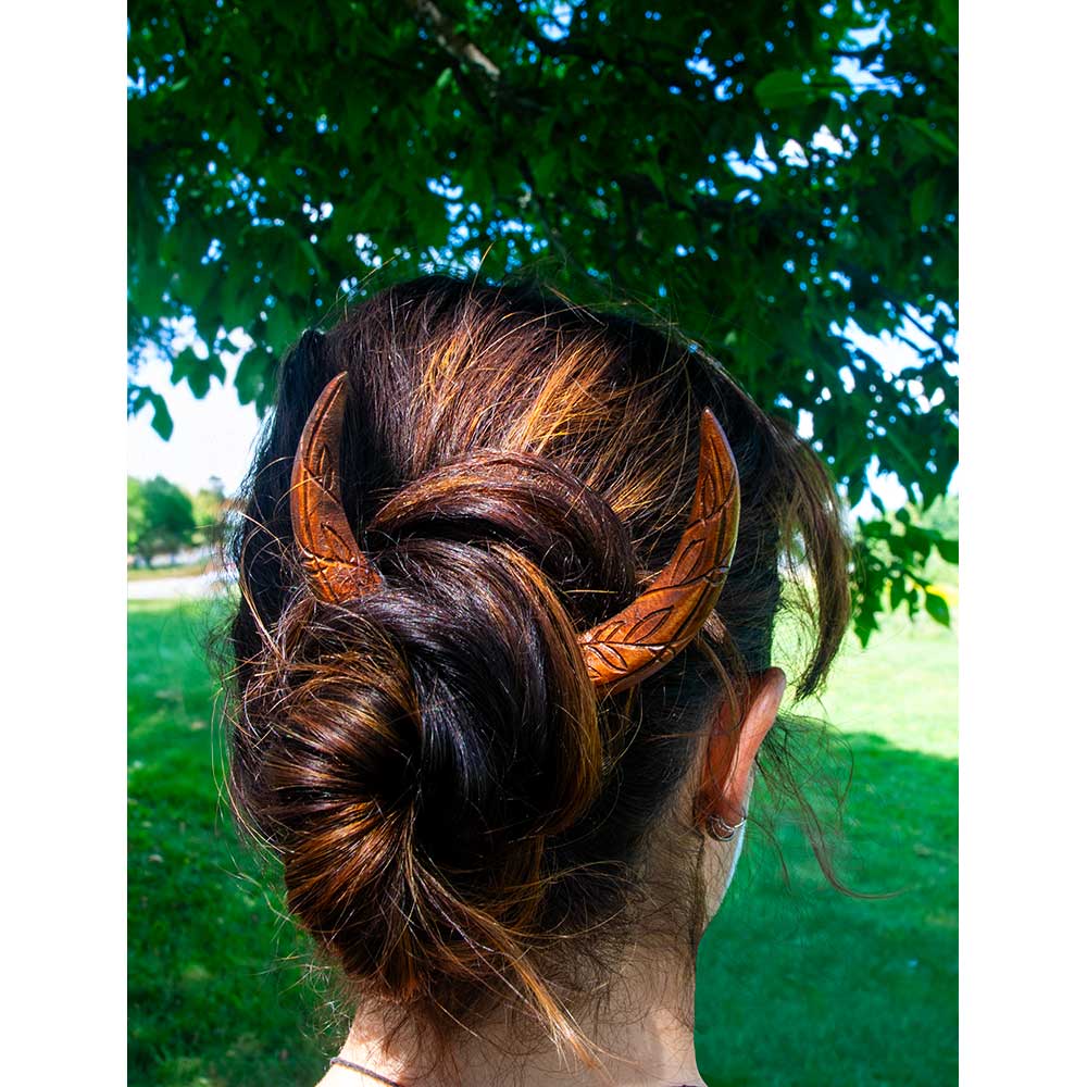Crescent Moon Wooden Hair Stick
