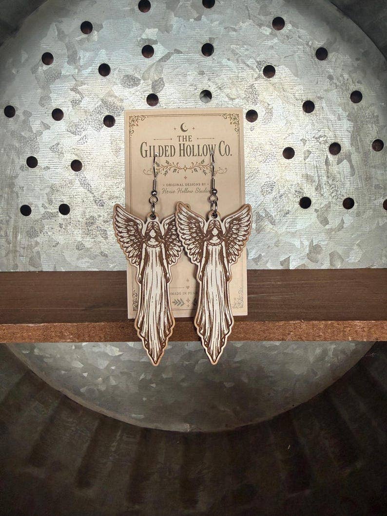 Guardian Angel Wood Earrings