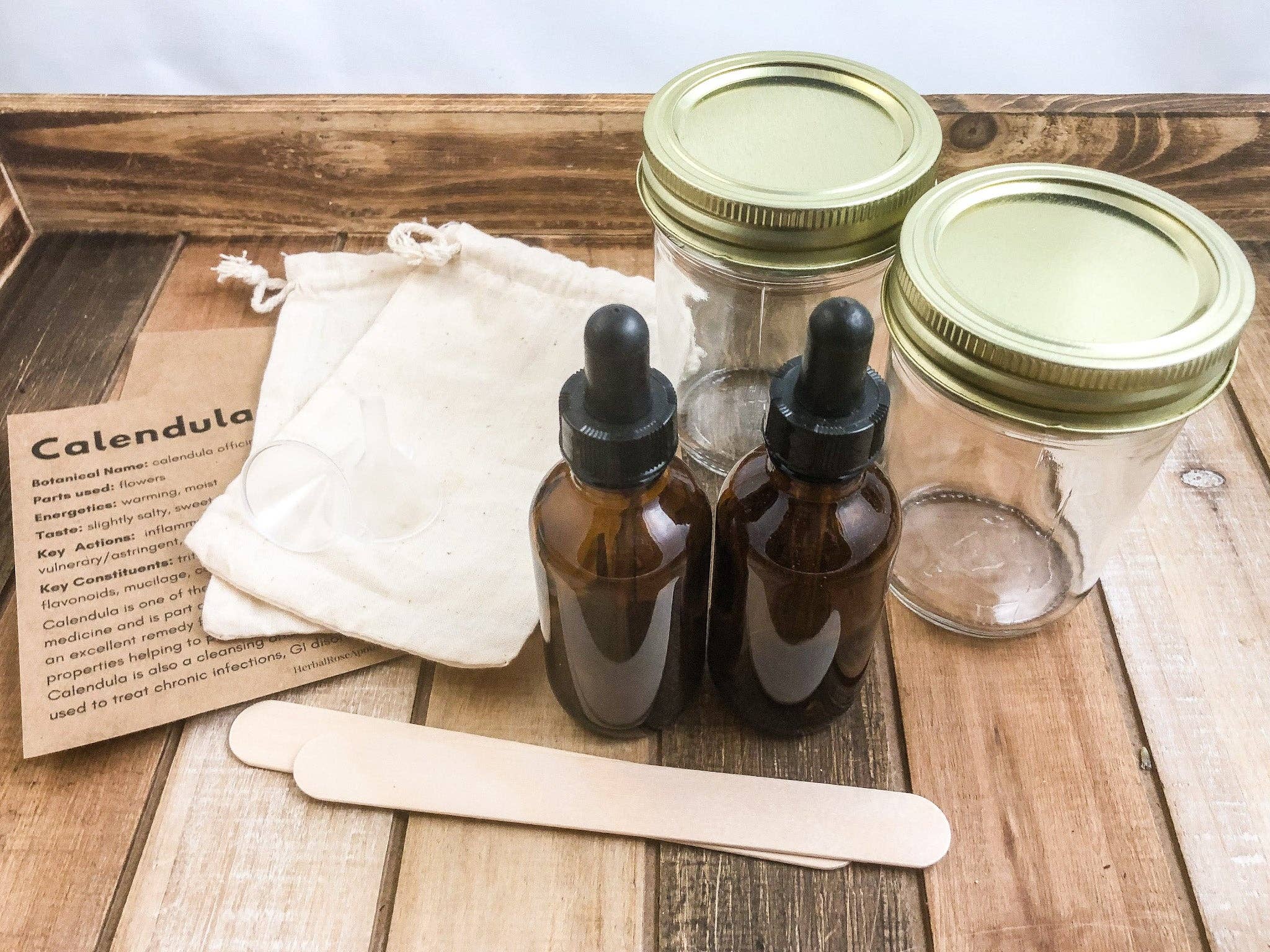 DIY Herb Tincture Kit - Includes, Dried herbs, mason jars, amber droppers, & more!