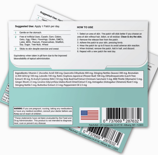 Allergy Plus Vitamin Patch - Natural Allergy Relief (Pack of 30 patches!)