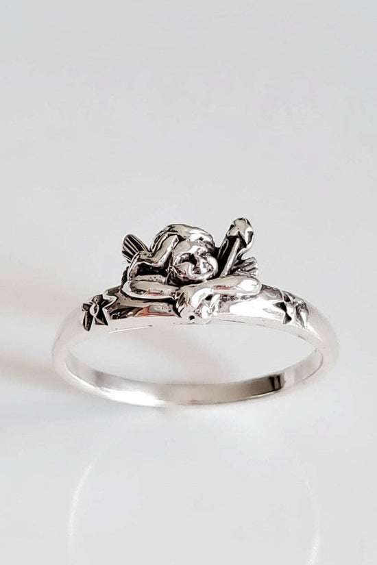 Sterling Silver Guardian Angel Ring (Size 9)