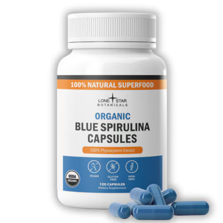 Blue Spirulina Extract Capsules (120 caps) - Organic, 100% Natural Superfood