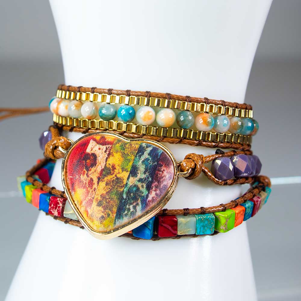 Wrap Bracelet Leather & Imperial Jasper