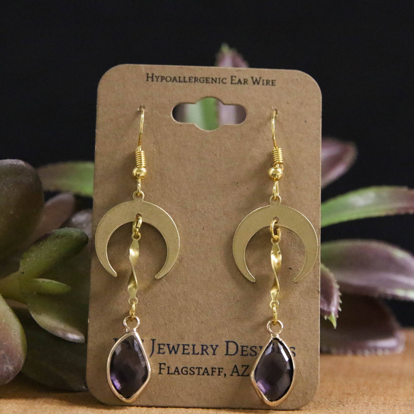 Crescent Moon Drop Earrings