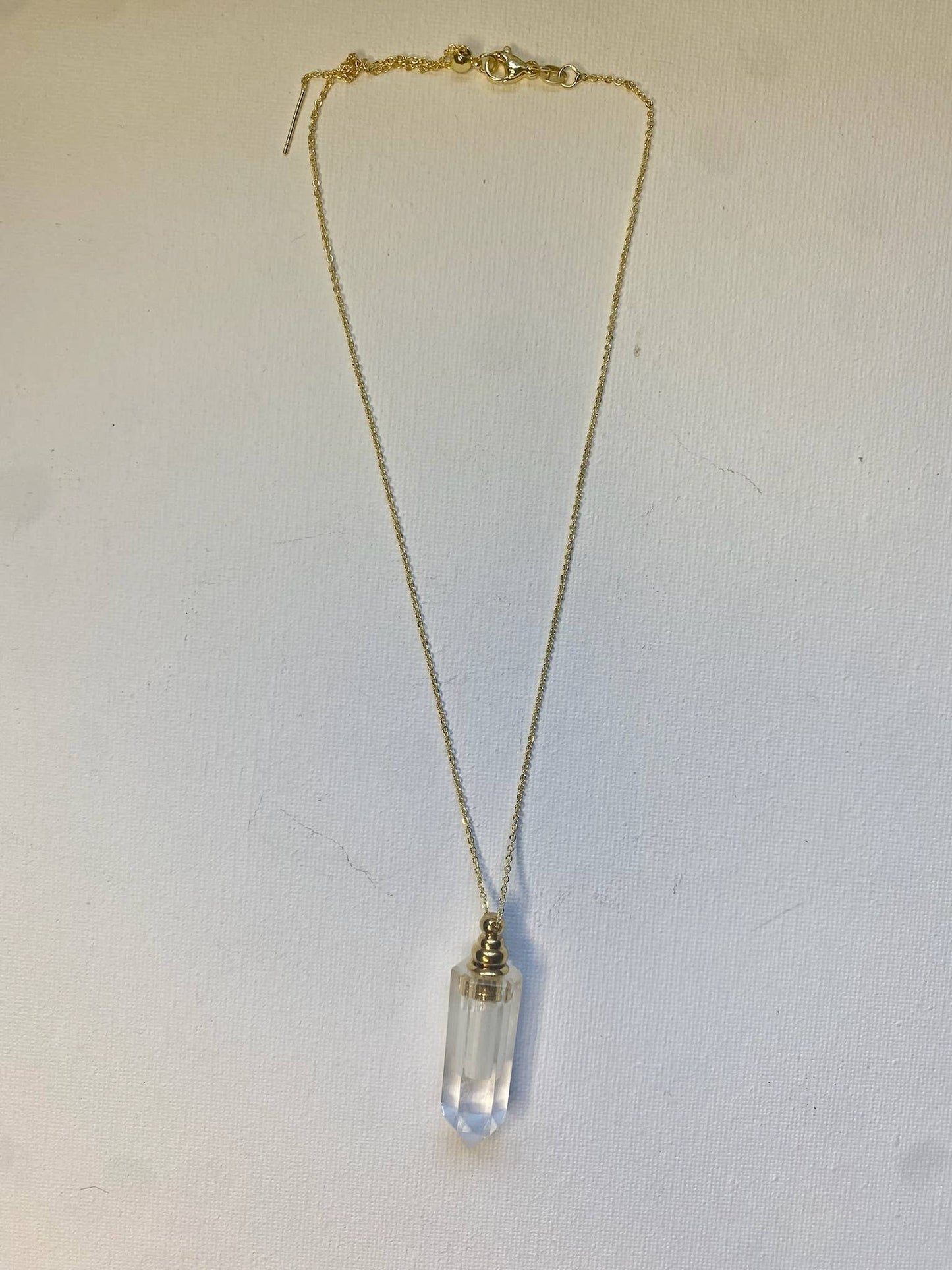 Crystal Quartz Necklace with Hidden Chamber, Adjustable length