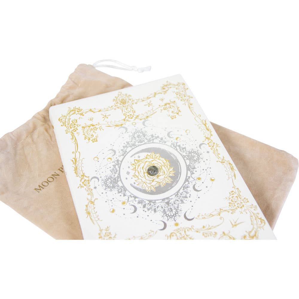 Journal with Beautiful Velvet Bag Featuring the Moon Phases