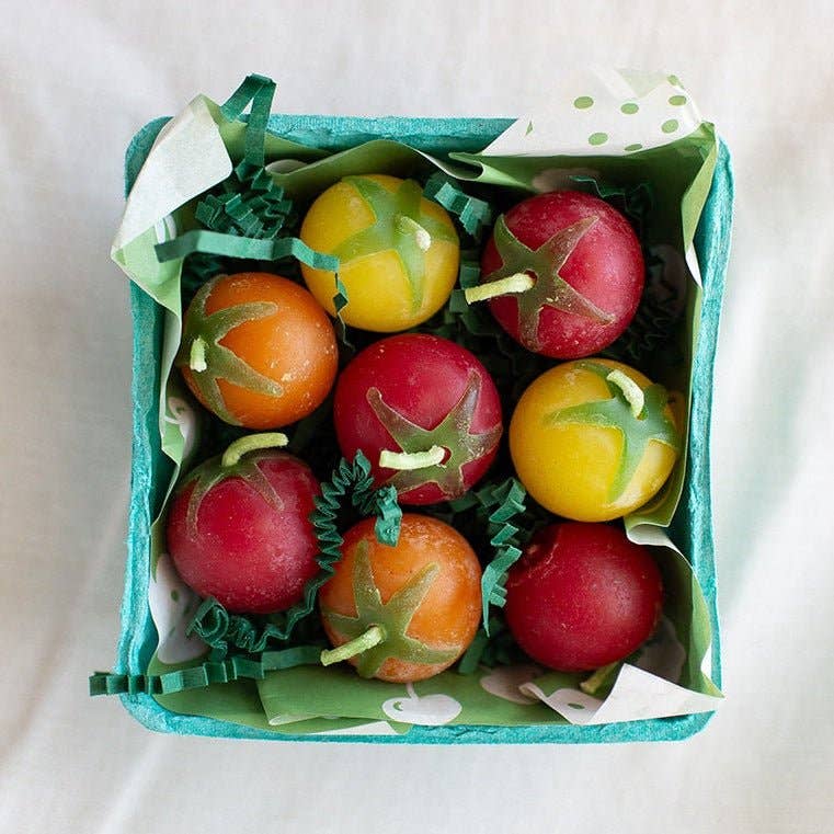 Cherry Tomato Candles! You'll want to eat them, but don't! Cast from real cherry tomatoes!