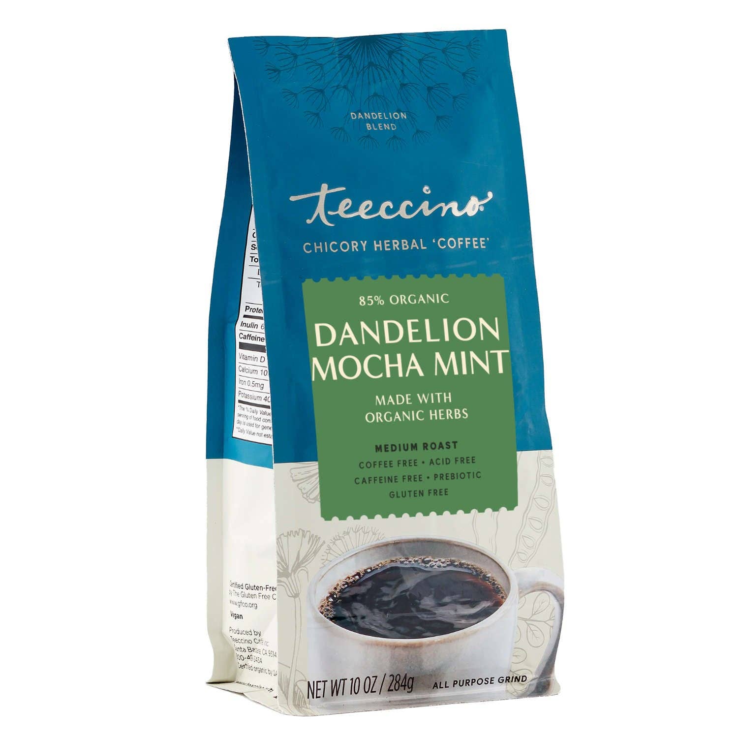 Dandelion Mocha Mint Herbal Coffee -85% Organic (10 ounces)