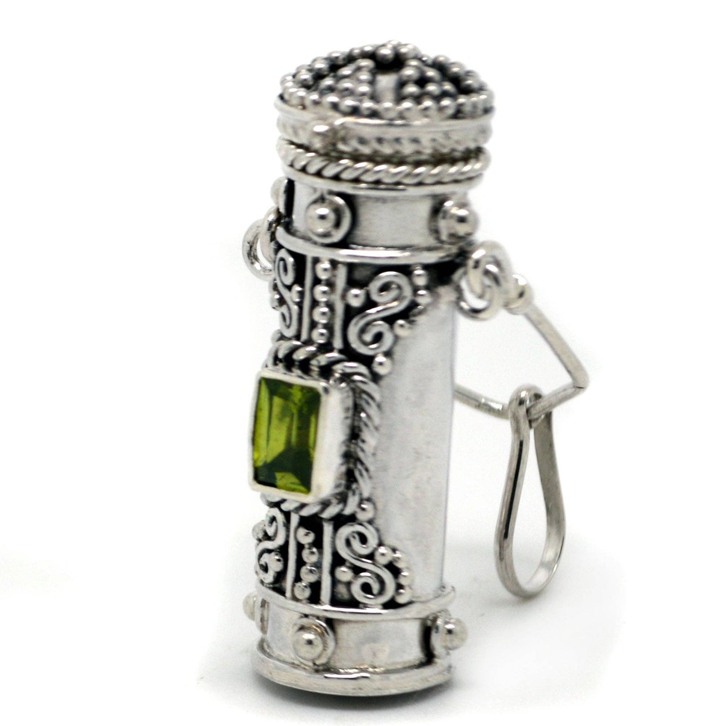 Peridot Pendant with Hidden Chamber, Sterling Silver