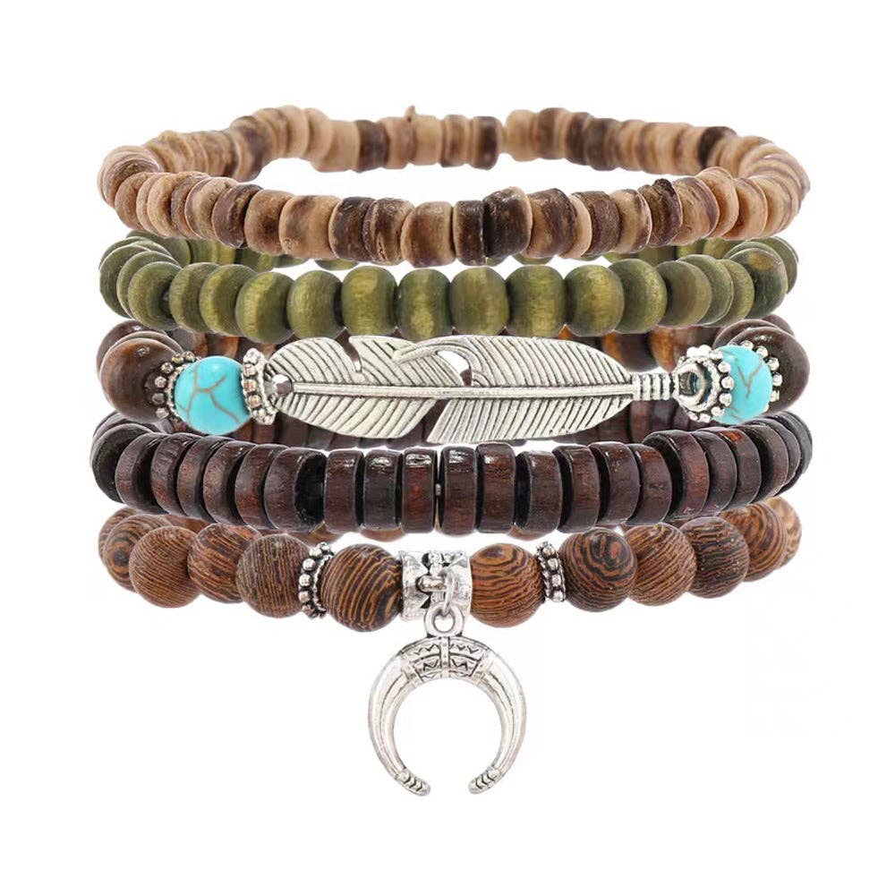 Bohemian Stack Bracelet (Choose from Tree of Life, Evil Eye Protector, Spirit Feather Moon)