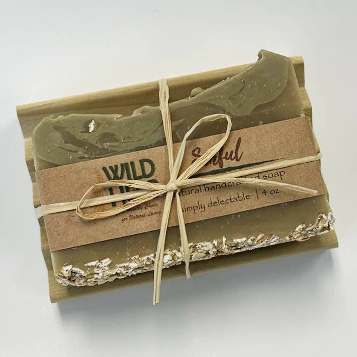 Natural Soap Bar with Wood Dish