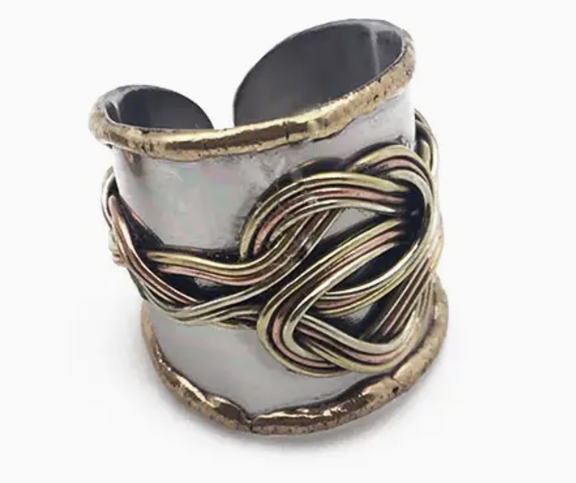 Celtic Knot Moonlit Sky Cuff Ring