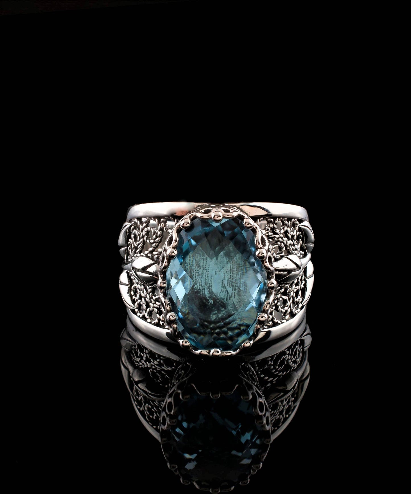 The Blue Rose - Sterling Silver (Size 7)