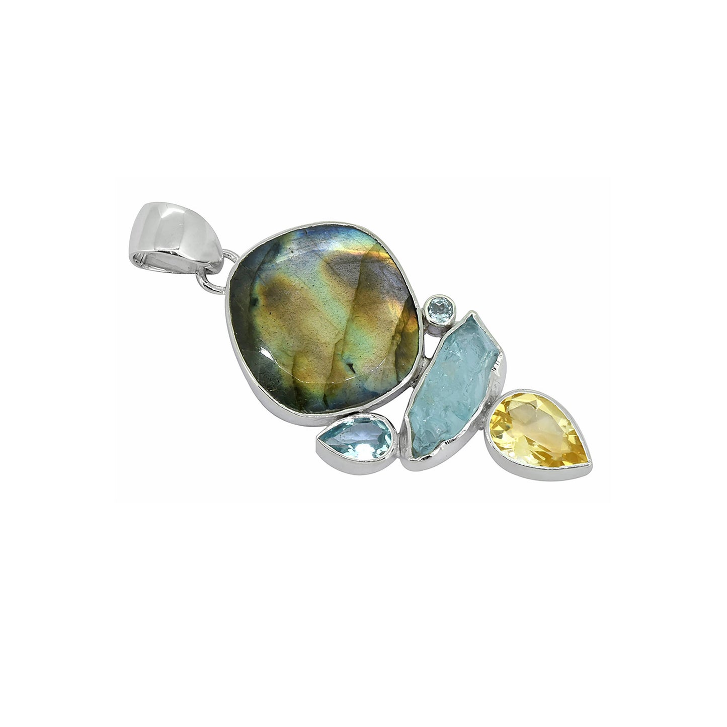 Labradorite Blue Topaz Pendant