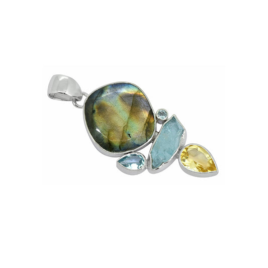 Labradorite Blue Topaz Pendant