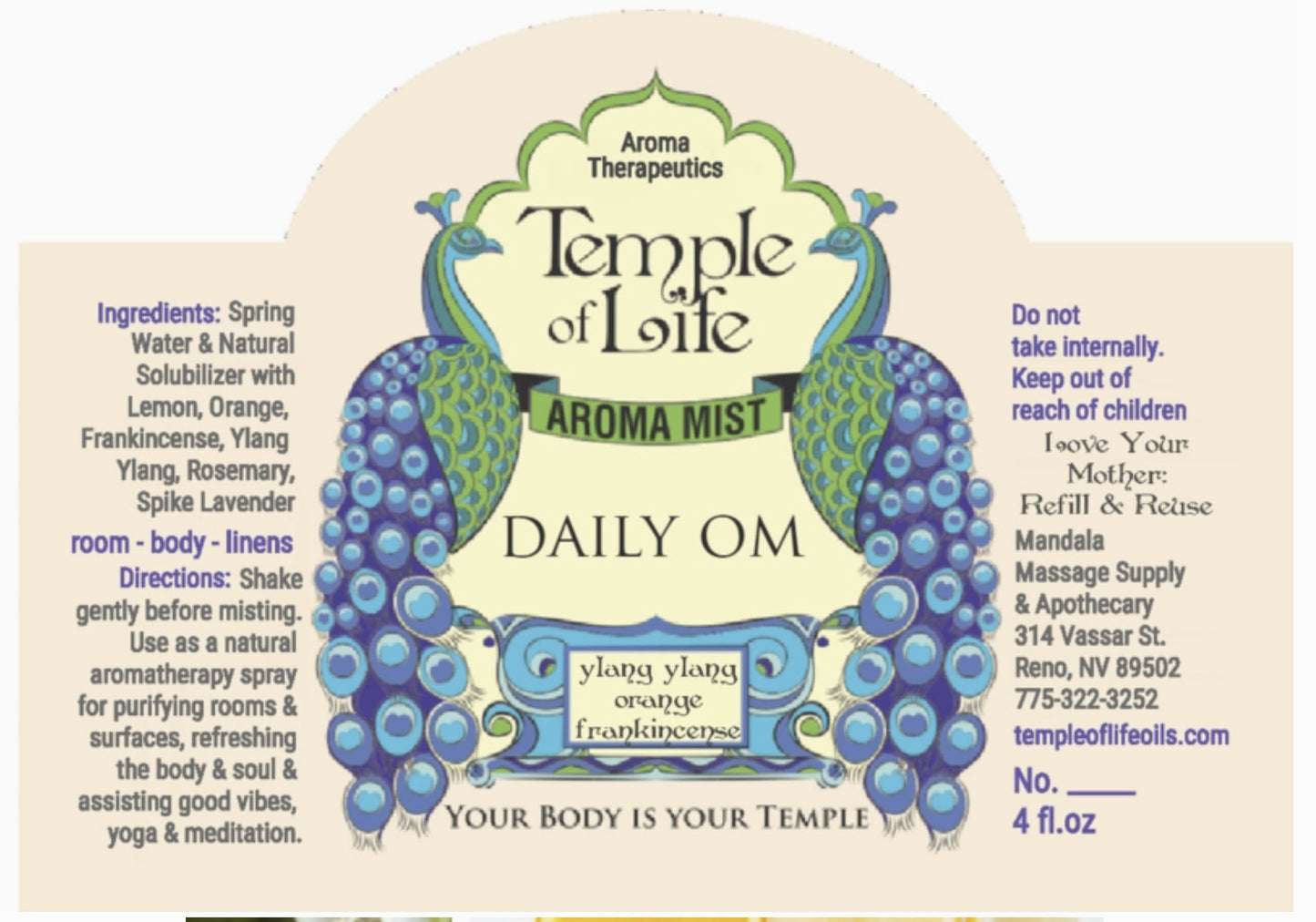 Aromatherapy Spray for Body & Home - Daily OM (4 oz Blue Cobalt)