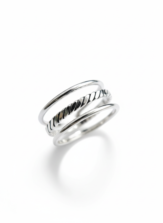 Sterling Silver Triple Adjustable Ring (Size 6)