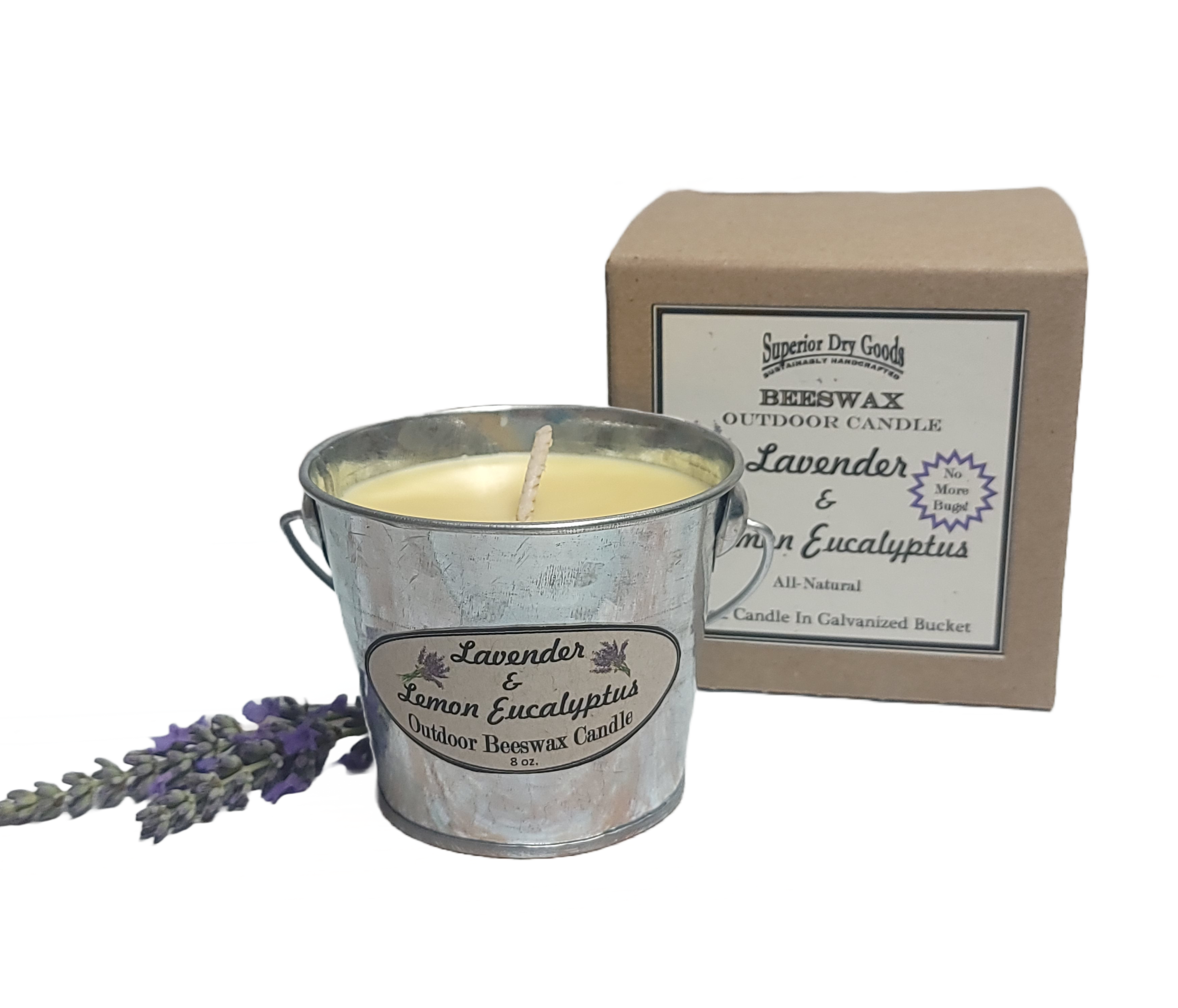 Lavender Mosquito Bucket Candle | Beeswax | Citronella