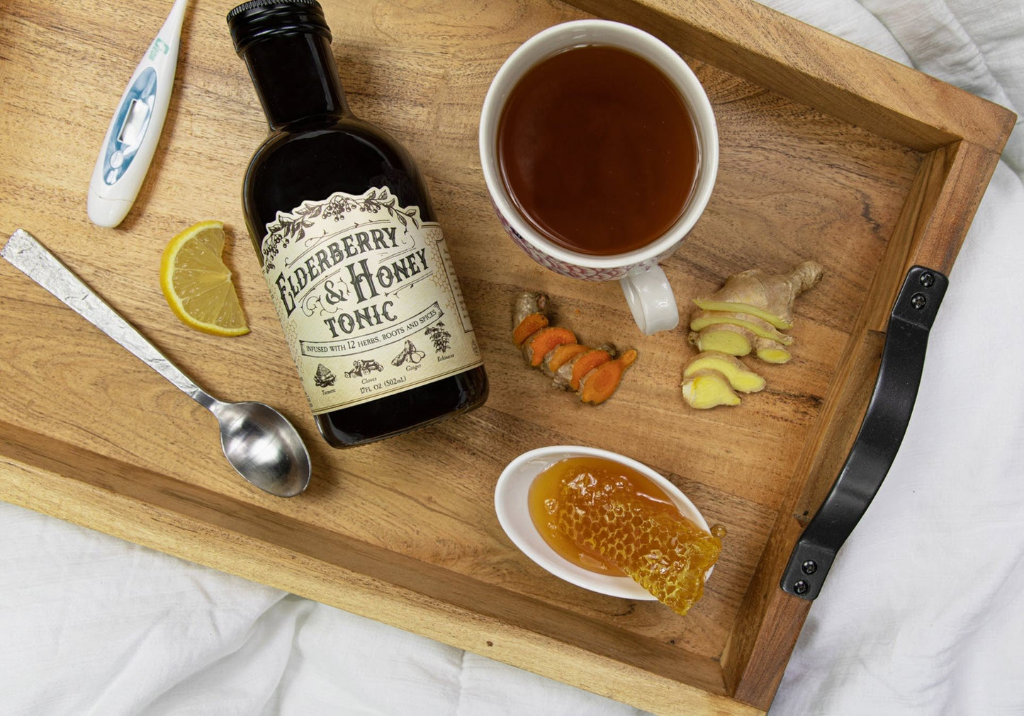 Organic Elderberry & Honey Tonic - Made w/12 Herbs, Roots, & Spice Tonic
