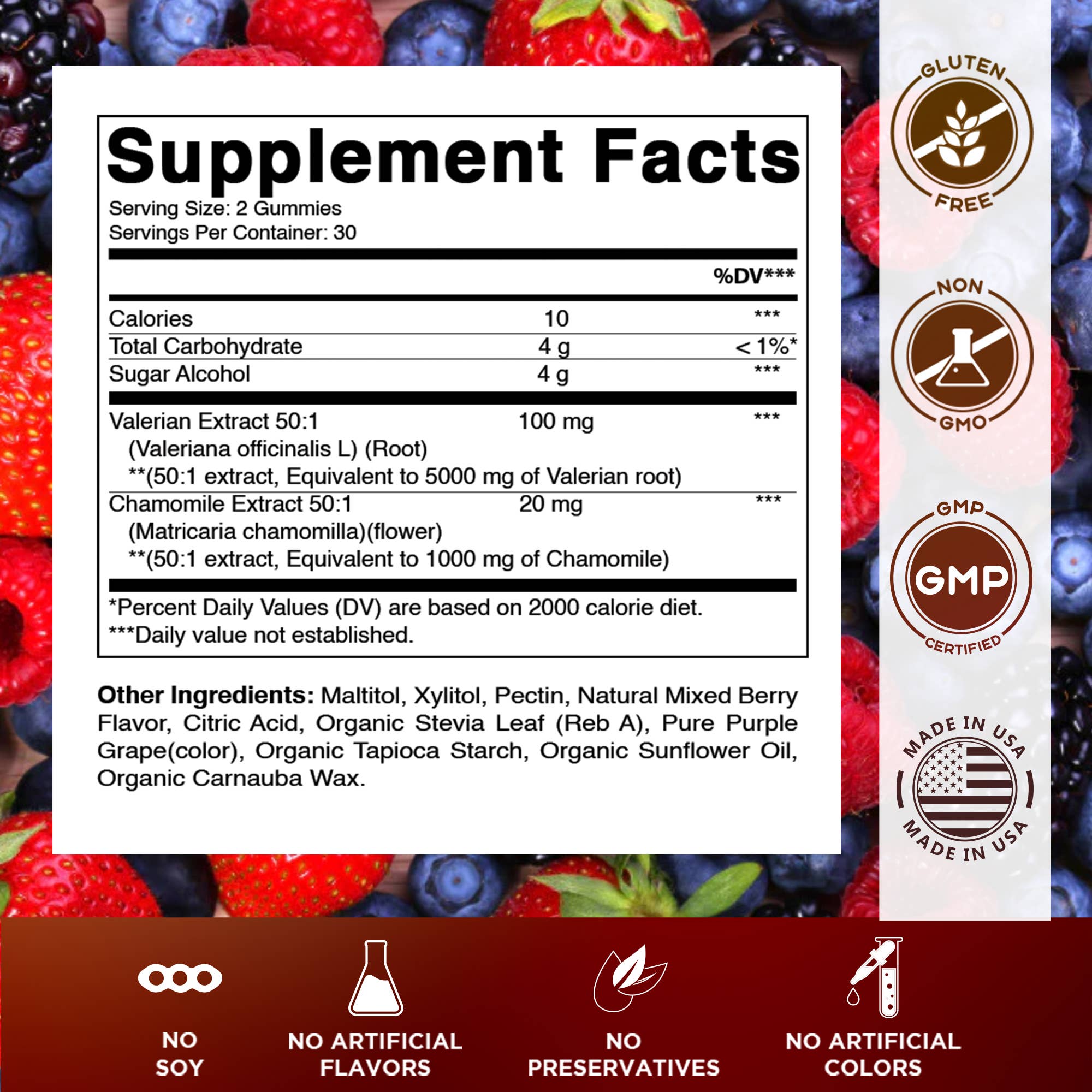 Valerian Root & Chamomile Gummies - 6000 MG Herbal Blend (60 gummies)