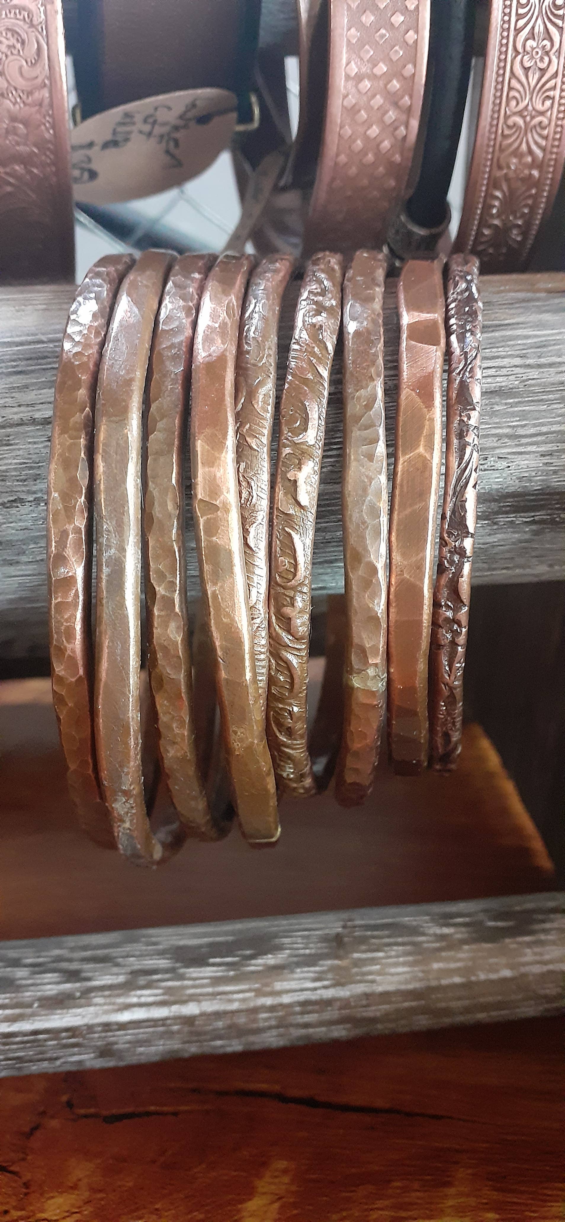Hand Made Copper Bangle Bracelet - Thick 6-Gauge