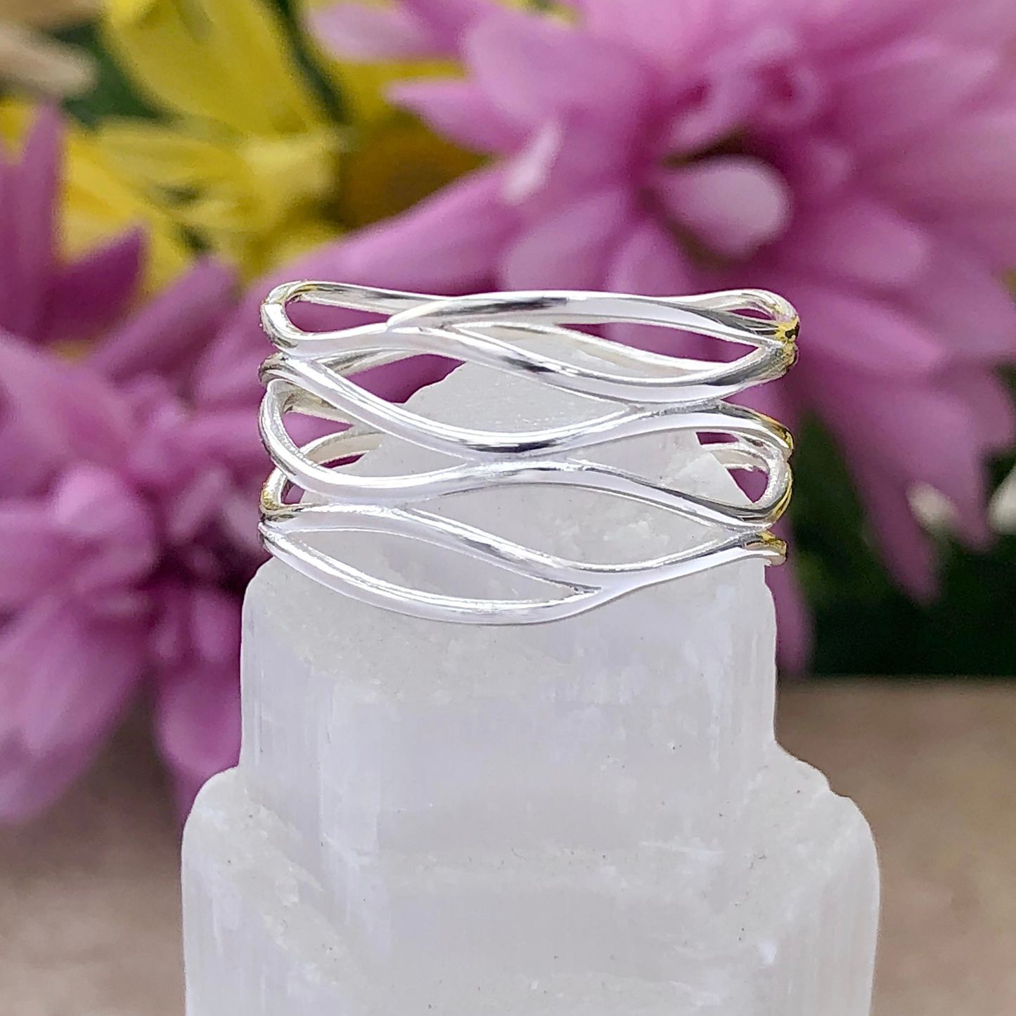 Sterling Silver Multiple Bands Layered Ring (Size 10)