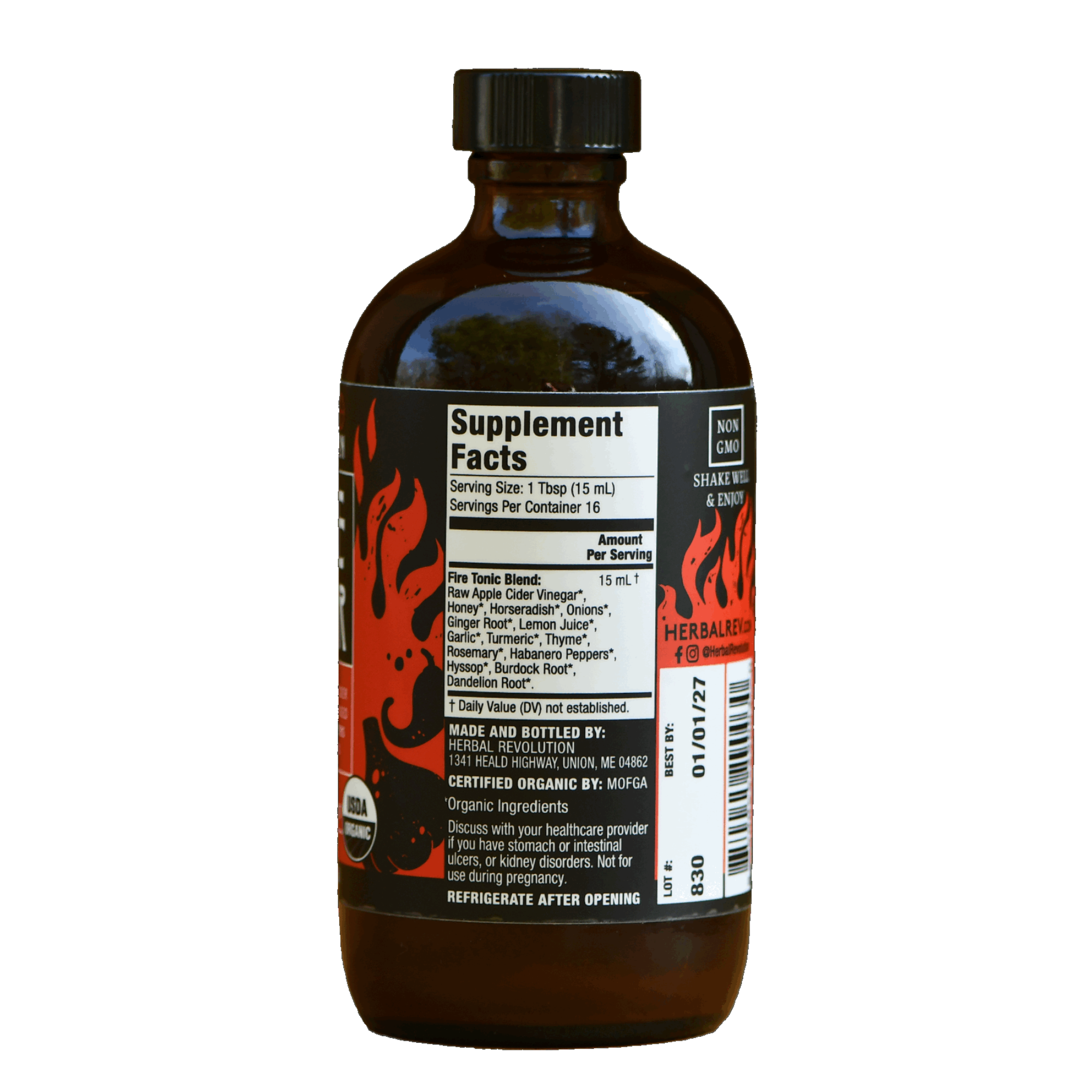 Organic Fire Cider by Herbal Revolution (8 oz) - Glass Bottle