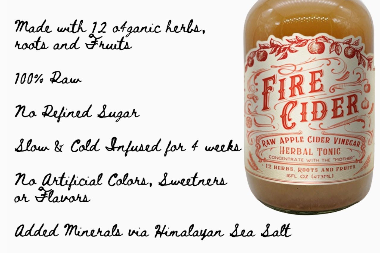 Organic Fire Tonic with 12 Herbs, Roots, & Fruits - 16 oz Glass Bottle