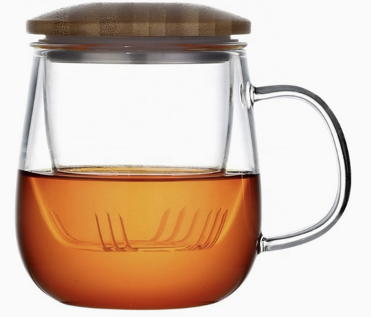 Glass Teacup with infuser (Bamboo lid included)