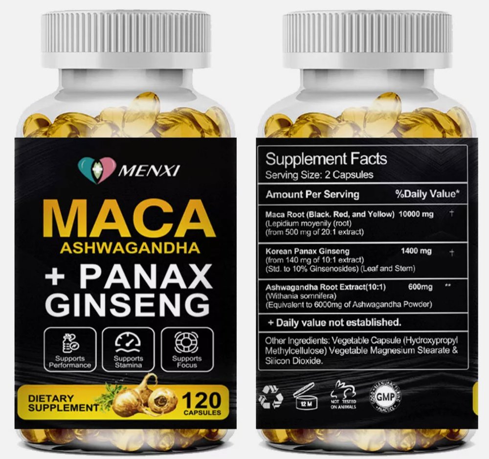 Maca, Ashwagandha, Ginseng supplement for energy & stamina - Powerful Roots!
