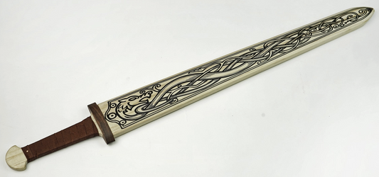 Mini Wooden Viking Sword with Norse Motif