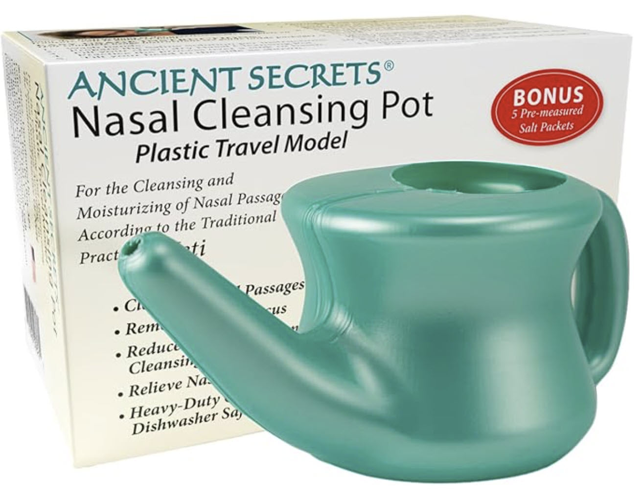 Neti Travel Pot - Nasal Cleansing Pot Plastic Travel Model by Ancient Secrets