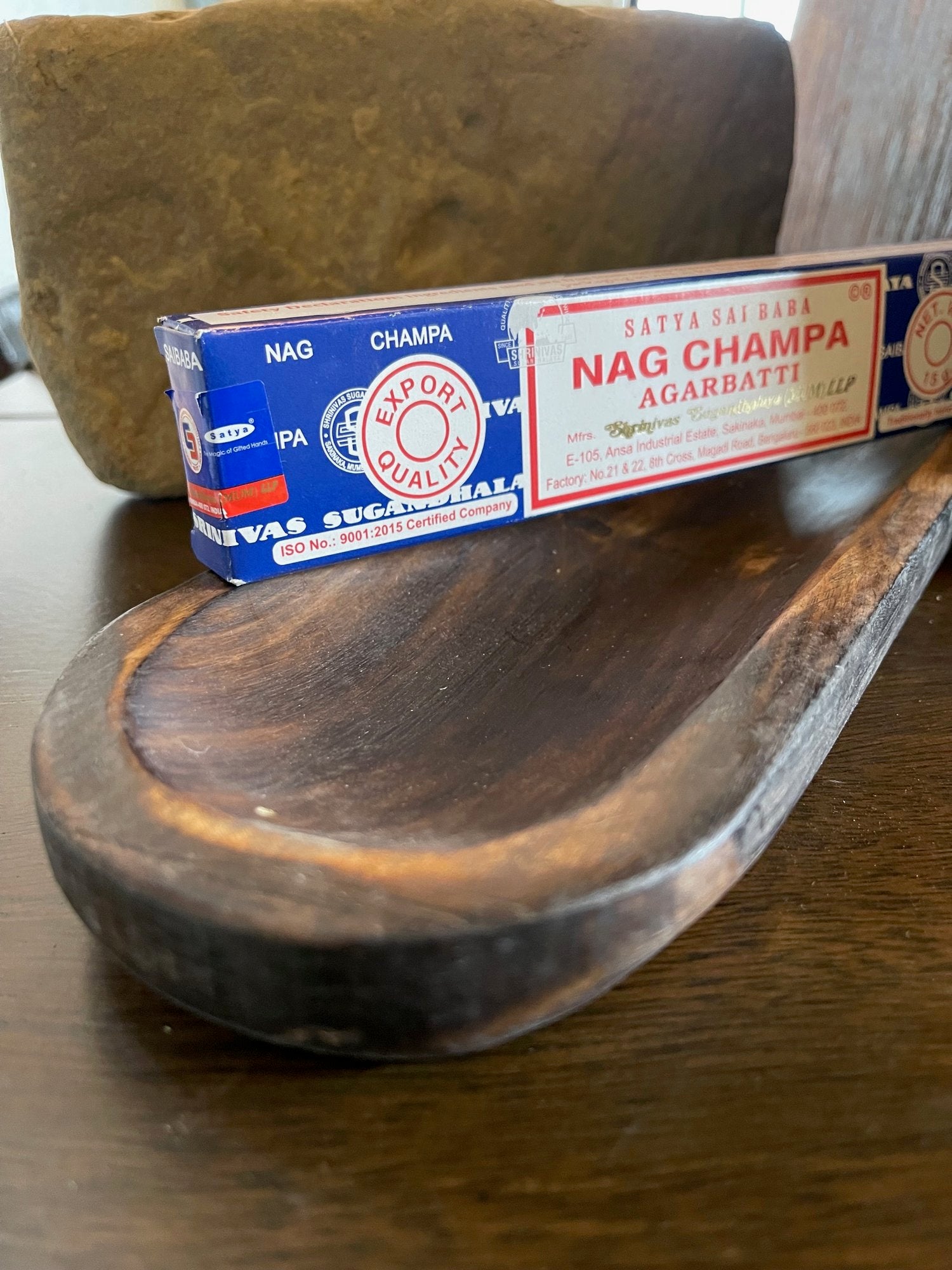 Rustic Wooden Incense Burner & Nag Champa