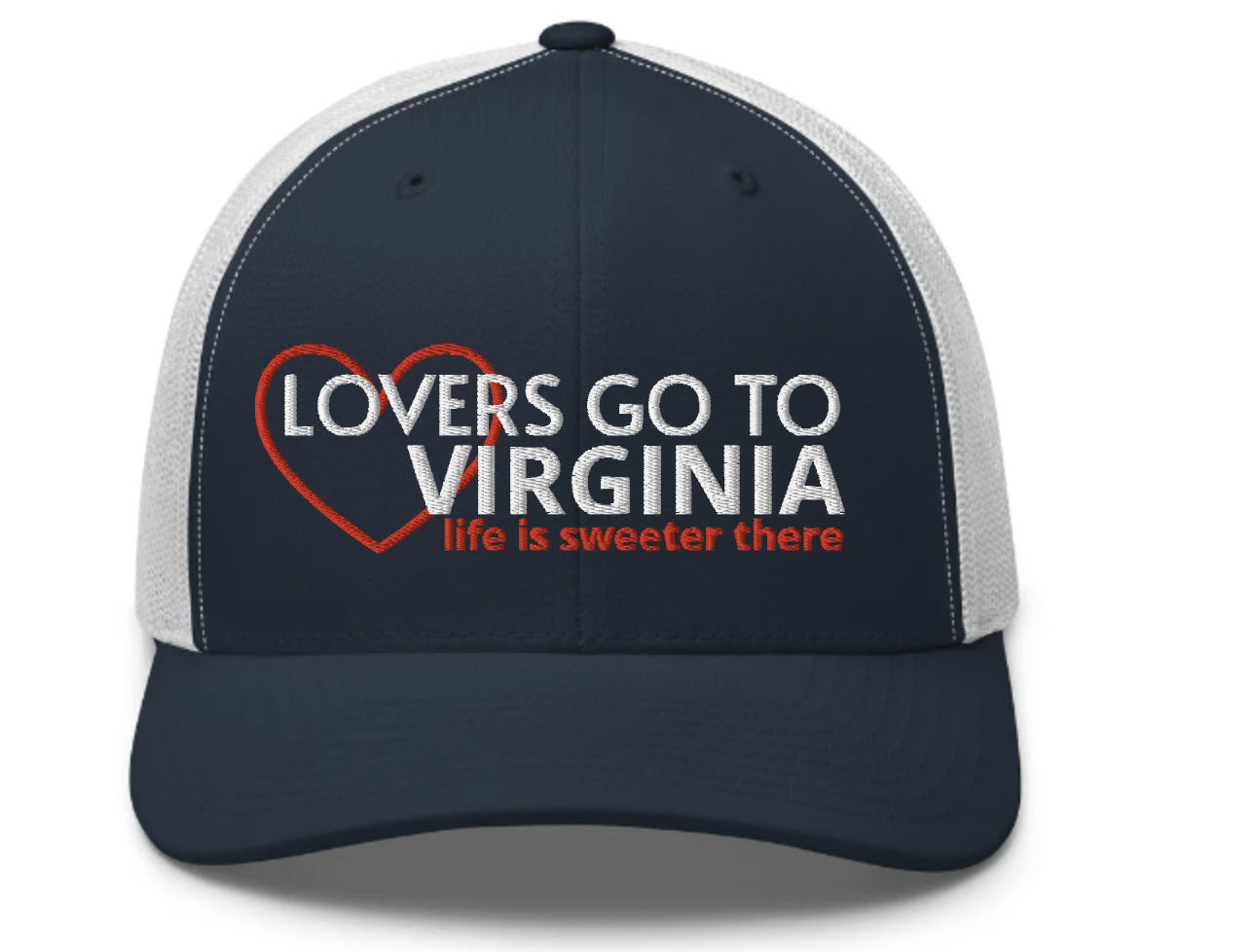 Retro Trucker Hat - Lovers Go To Virginia; Life is Sweeter There