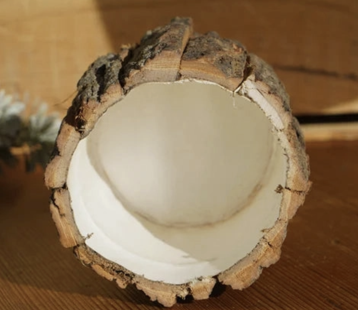 Wood Bark Candle Holder