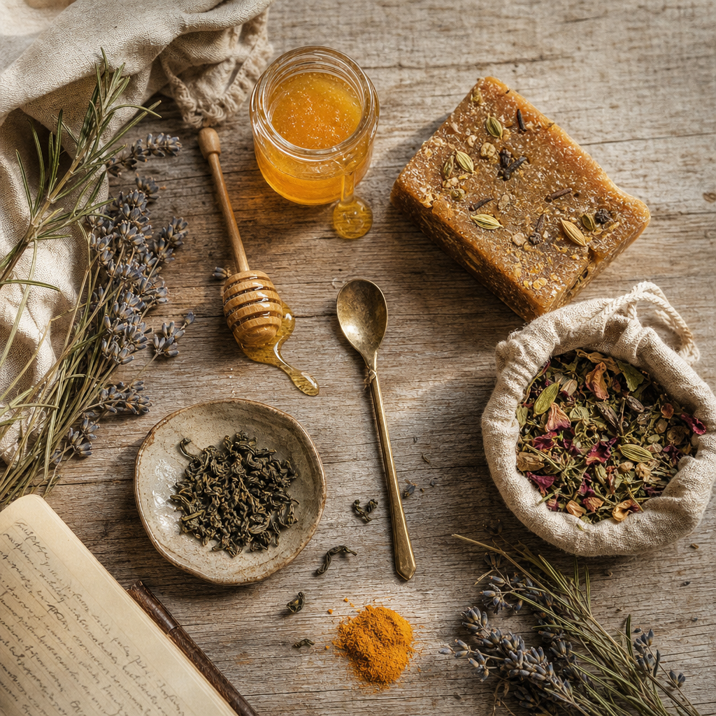 Tea from Darjeeling, Jaggery from India, & Magic Apothecary Tea Spoons