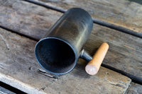 Mill Gap, VA Earth Glaze Bronze Sheen Ceramic Mug w/wooden handle (Industrial 8 oz mug)