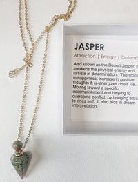 Jasper Stone Pendulum Necklace with Secret Chamber