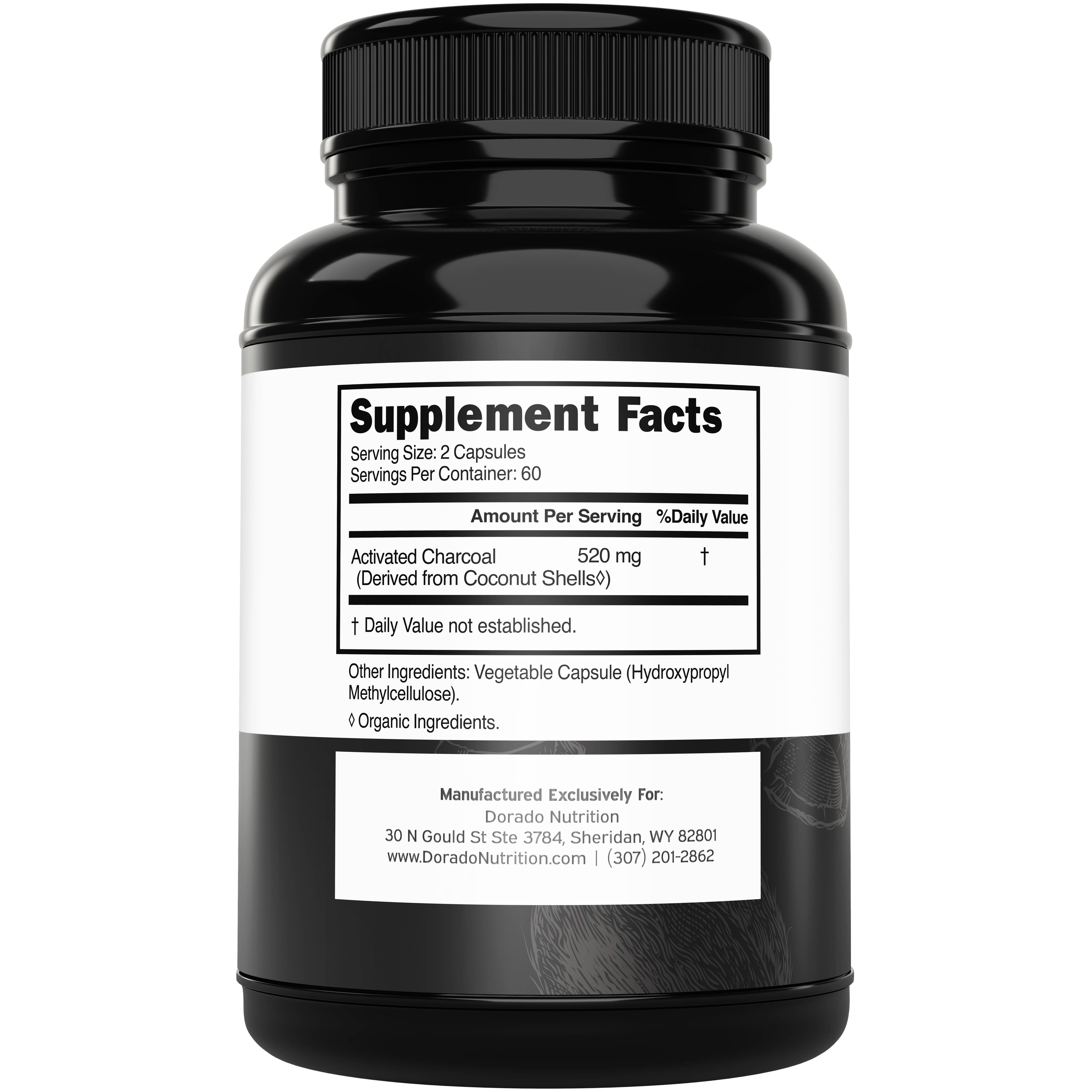 Organic Activated Charcoal Pills From Coconut(120 Capsules)