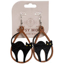 WOOD BLACK CAT EARRING
