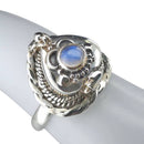 Moonstone Love - Hidden Chamber Heart Locket Ring (Size 9.5)