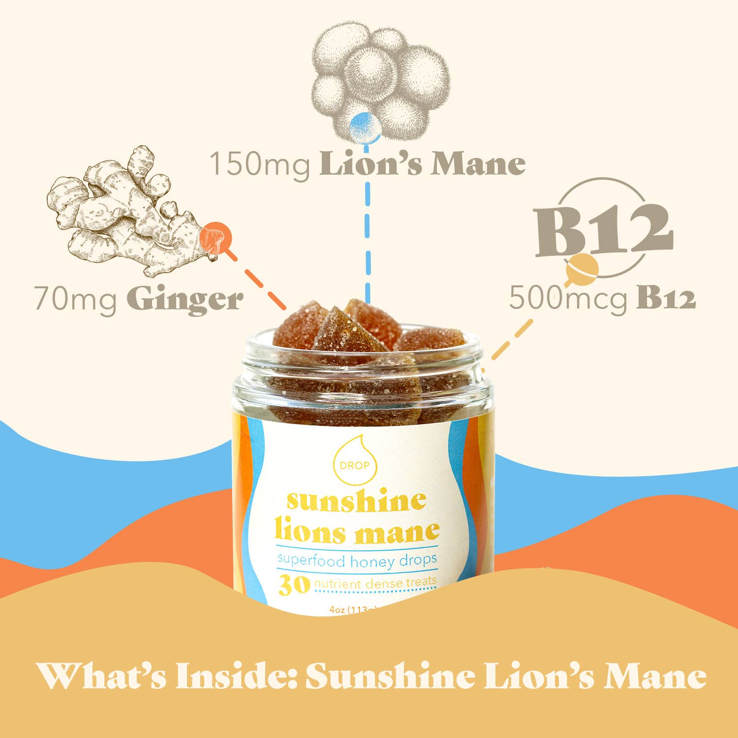 Sunshine Lion's Mane | Mushroom Honey Gummy | Energy & Focus