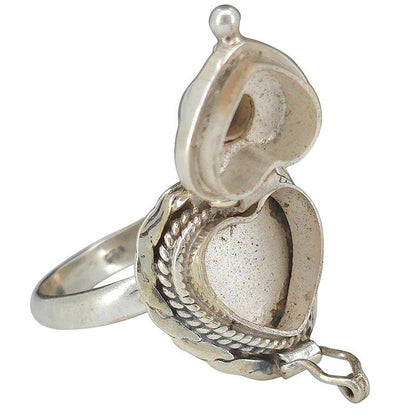 Moonstone Love - Hidden Chamber Heart Locket Ring (Size 9.5)