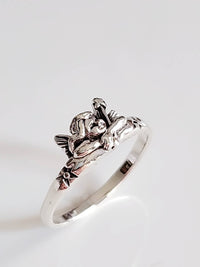 Sterling Silver Guardian Angel Ring (Size 9)
