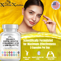 Collagen, Biotin, Keratin, Hyaluronic Acid, Saw Palmetto, Vitamin C, PABA, Pumpkin Seed, Quercetin, ACV, Folate, MSM, Vitamin E & Black Pepper – 90 Capsules