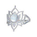Blue Topaz Lotus Flower Ring (Sterling Silver, Size 6)
