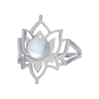 Blue Topaz Lotus Flower Ring (Sterling Silver, Size 6)